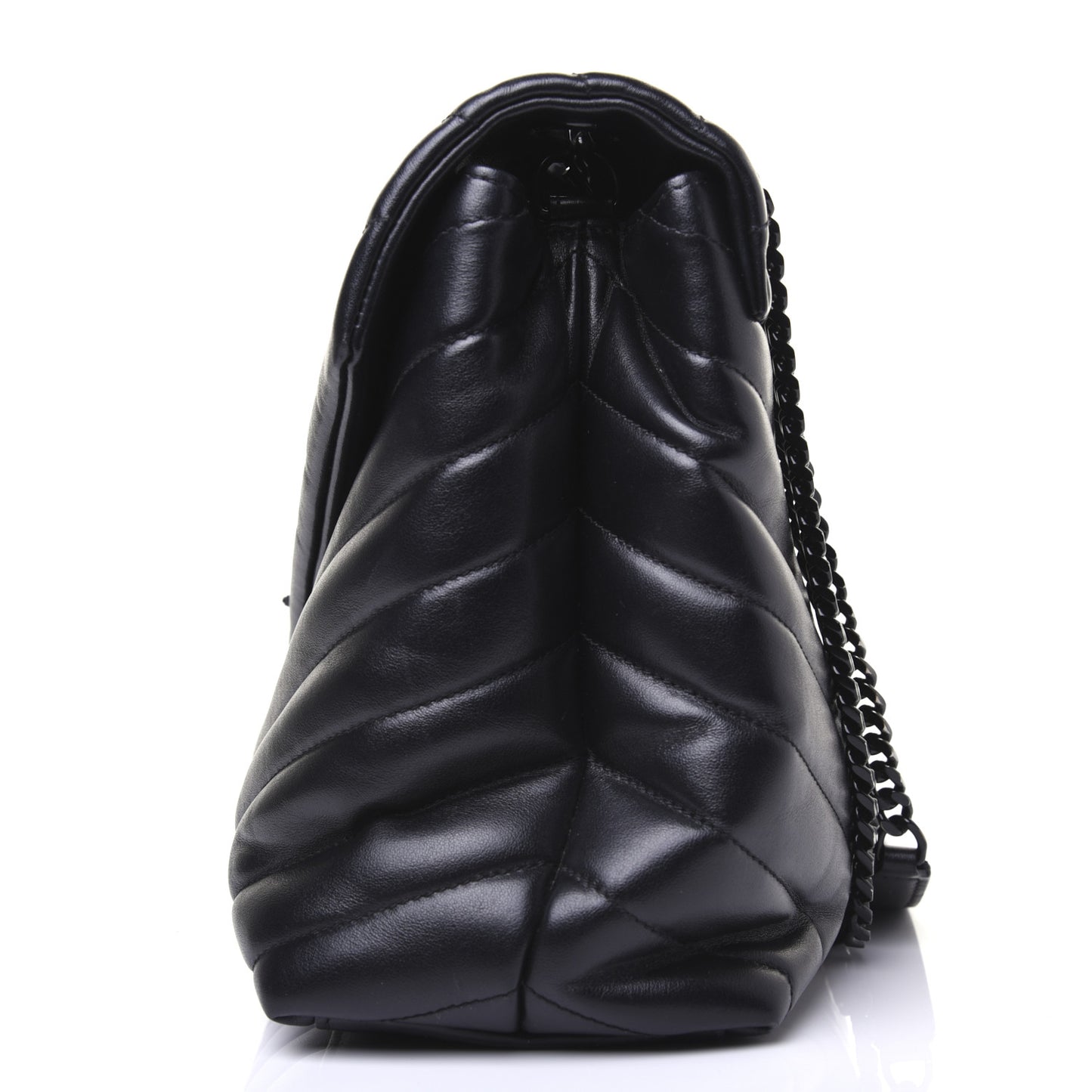 Calfskin Y Quilted Monogram Medium Loulou Chain Satchel Black