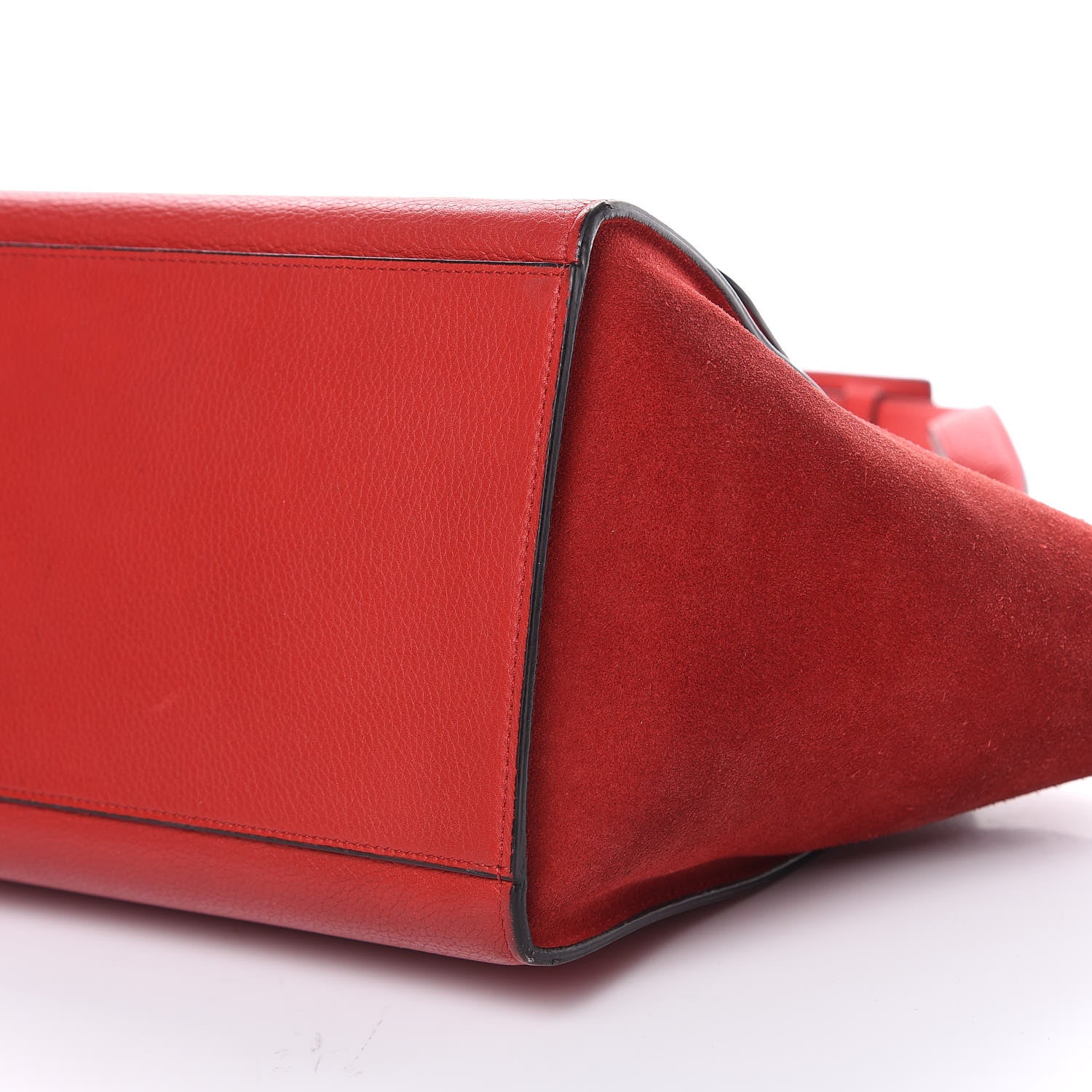 Celine Drummed Calfskin Suede Small Trapeze Coquelicot 14 of 17