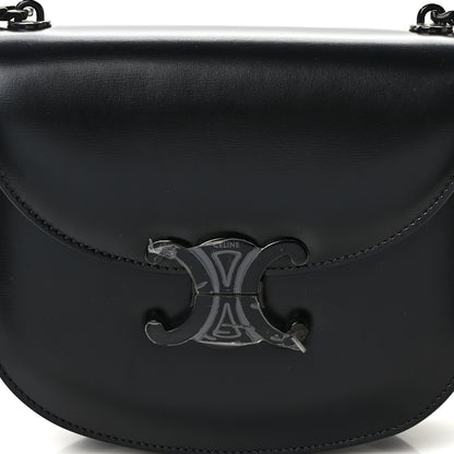 Celine Shiny Calfskin Besace Clea Chain Triomphe Black 7 of 9