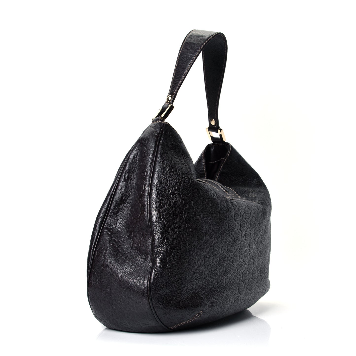 Guccissima Large New Ladies Web Hobo Dark Brown