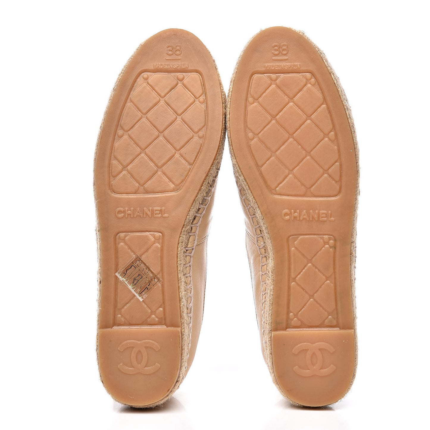 Lambskin CC Espadrilles 38 Beige Black