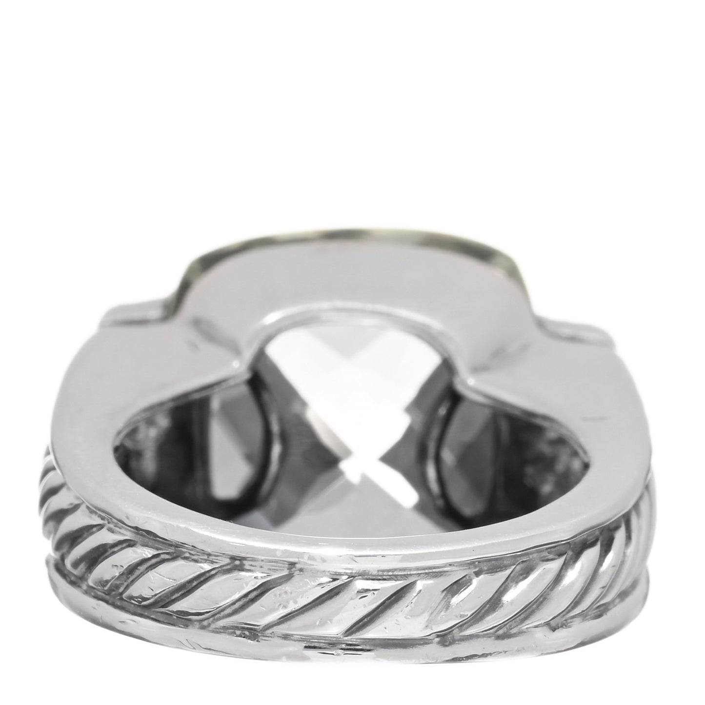 Sterling Silver Diamond Prasiolite 15mm Deco Ring 53 6.5