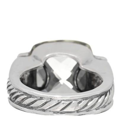David Yurman Sterling Silver Diamond Prasiolite 15mm Deco Ring 53 6.5 3 of 4