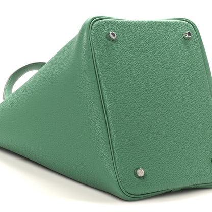 Hermes Taurillon Clemence Picotin Lock 22 MM  Vert Jade 9 of 10