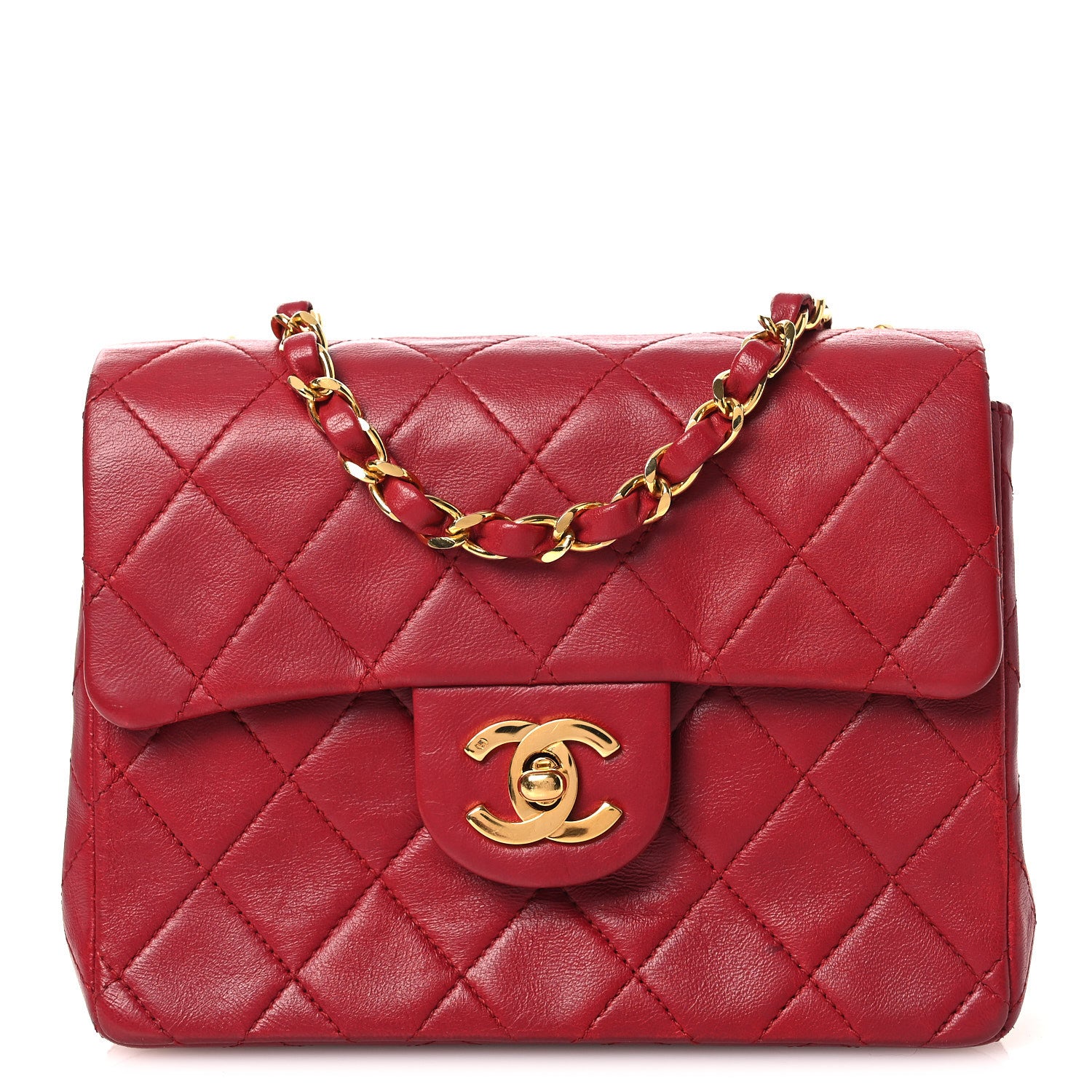 Chanel Lambskin Quilted Mini Square Flap Red 1 of 14
