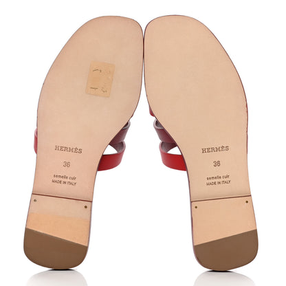Hermes Calfskin Amore Sandals 36 Rouge Grenat Orange Solaire 7 of 10