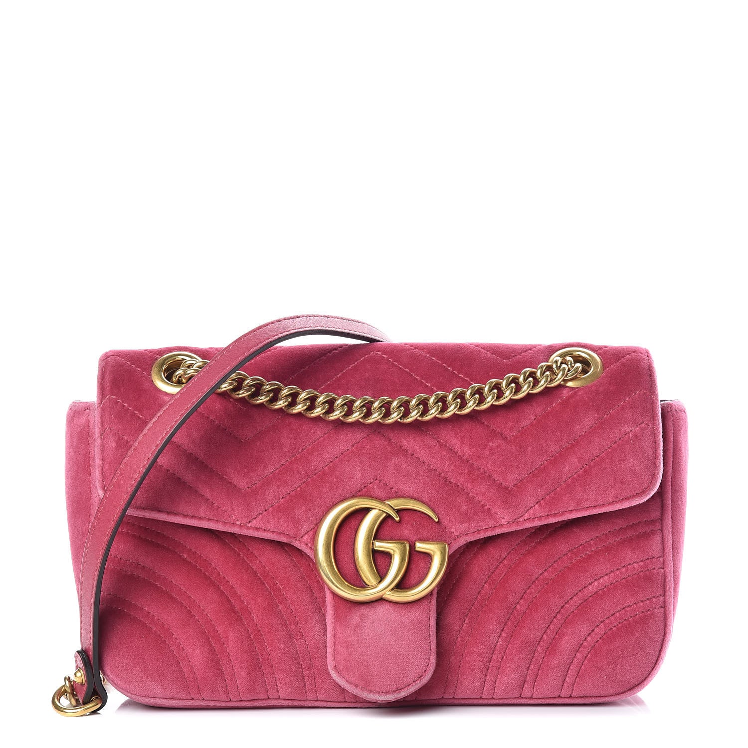Gucci Velvet Matelasse Small GG Marmont Shoulder Bag Light Raspberry Rose 1 of 11