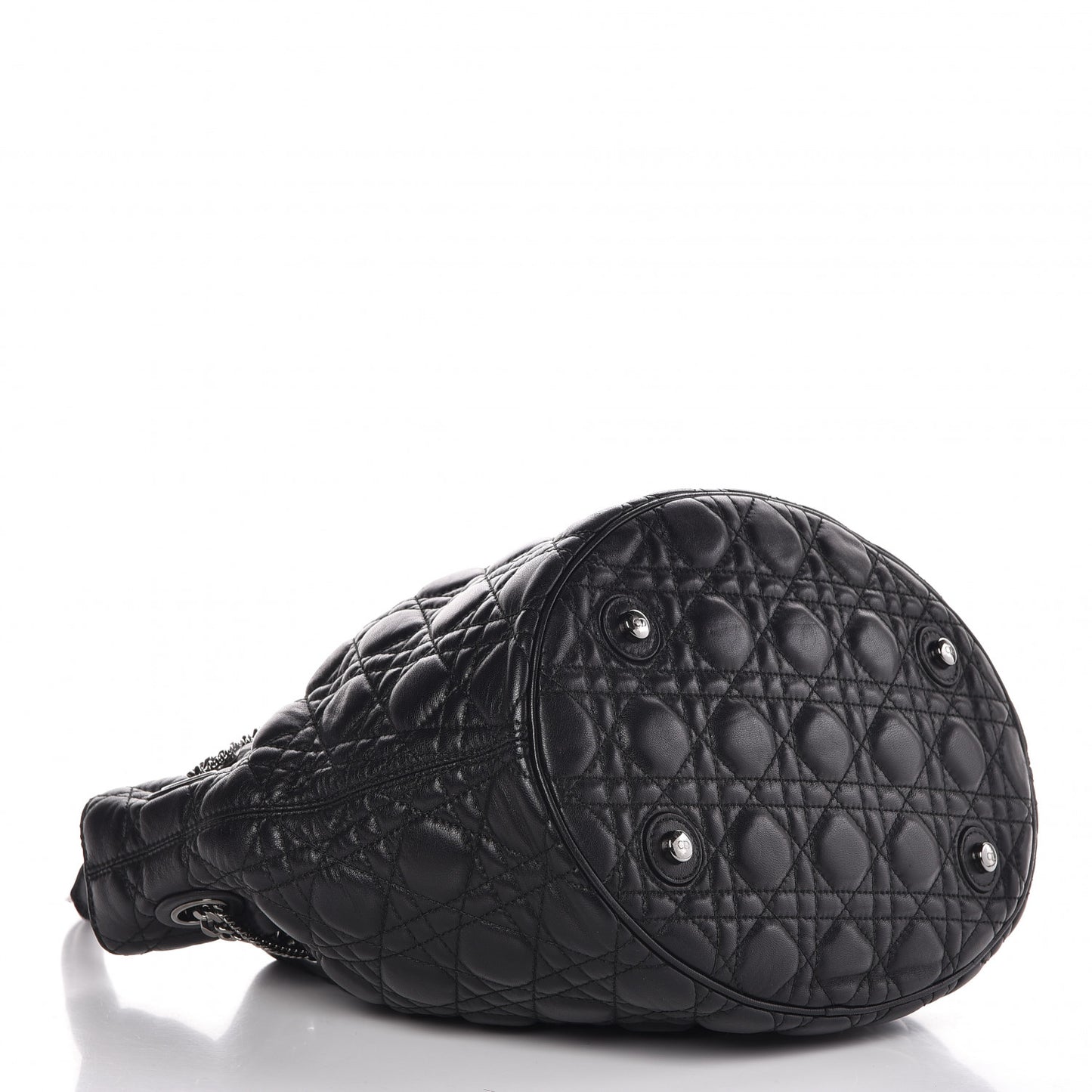 Lambskin Cannage Chri Chri Drawstring Bag Black