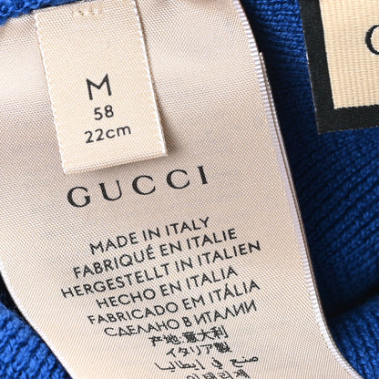 Gucci Wool Knit Logo Embroidered Beanie Hat M Blue 4 of 4