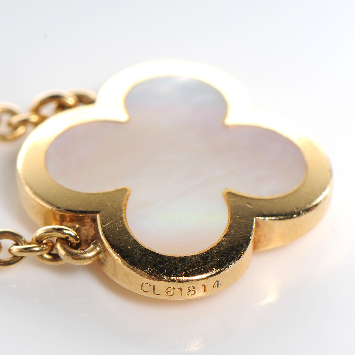 Van Cleef & Arpels 18K Yellow Gold Mother of Pearl Pure Alhambra Necklace 6 of 7