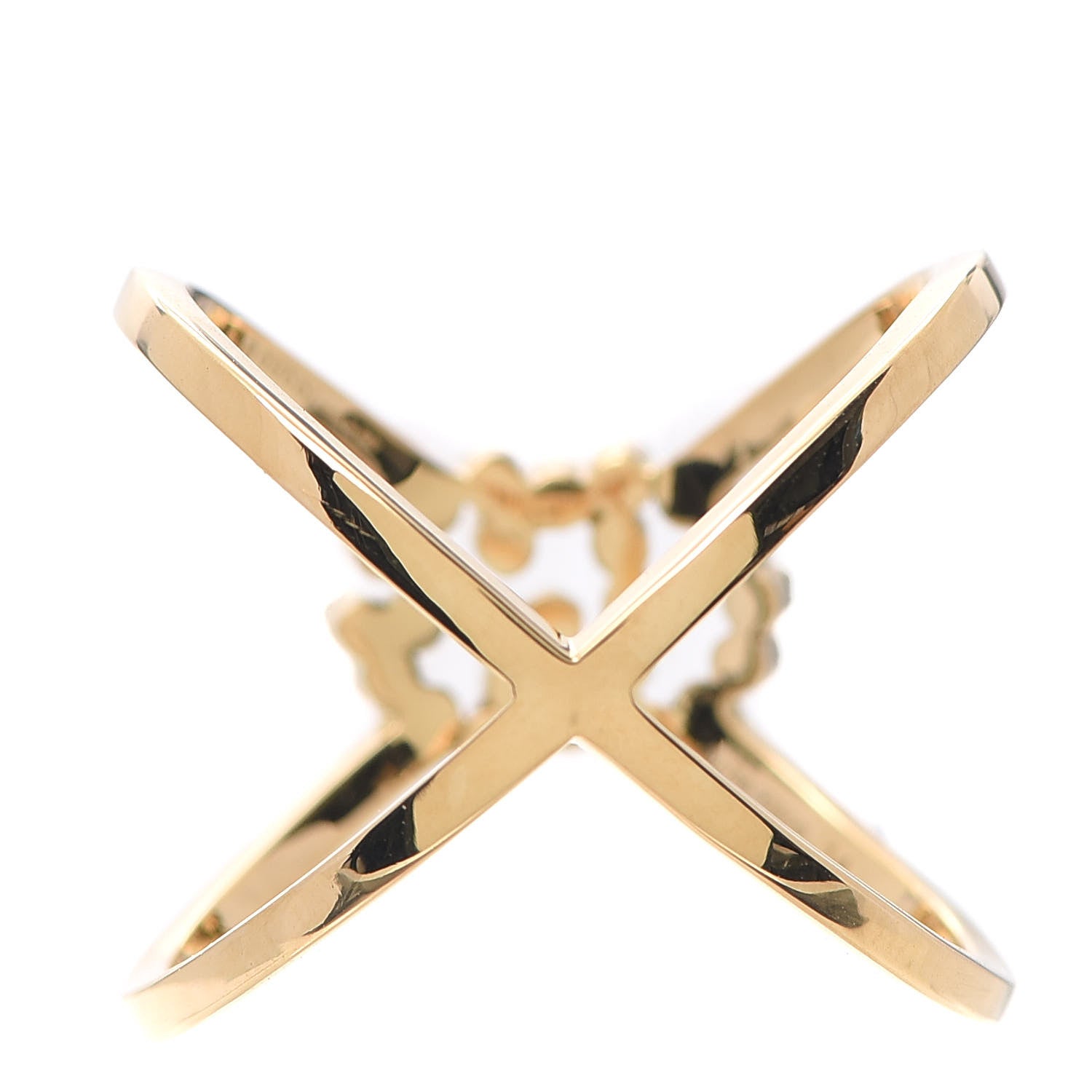 Gucci 18K Yellow Gold Diamond Running G Cross Ring 53 6.5 3 of 6