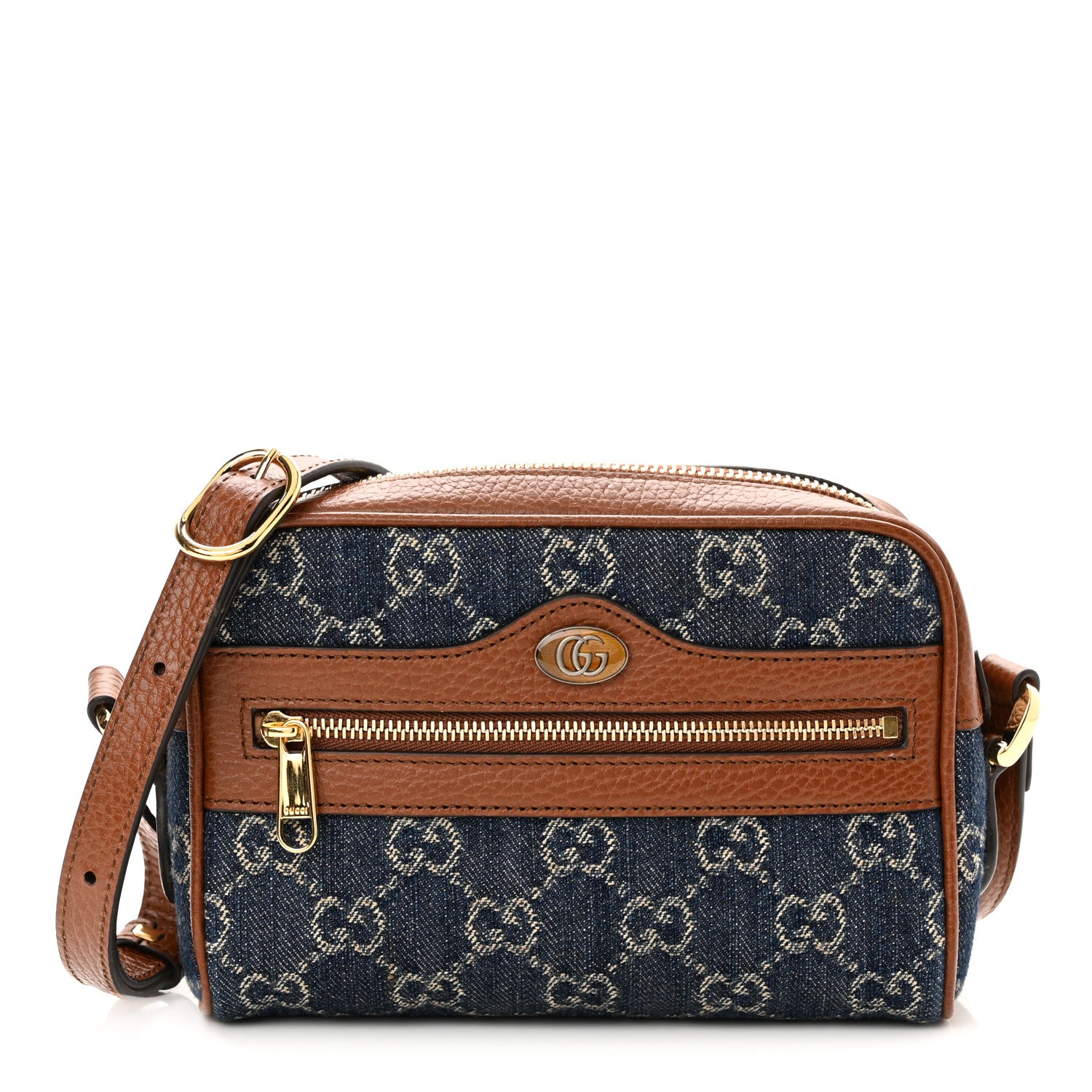 Gucci New Denim GG Monogram Dollar Calfskin Mini Ophidia Shoulder Bag Blue Tea Cuir Epilog 2 of 10