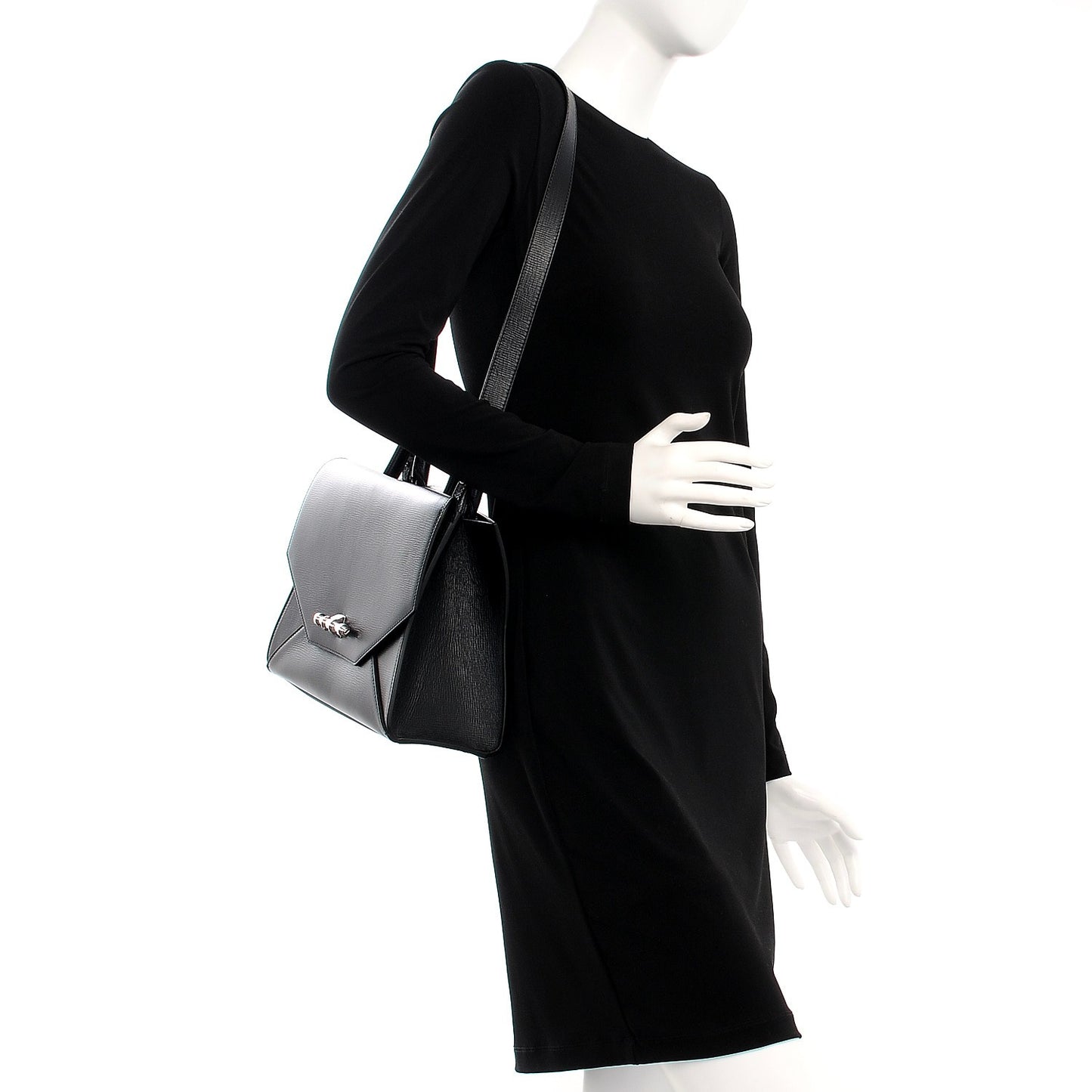 Calfskin Small Obsedia Satchel Black