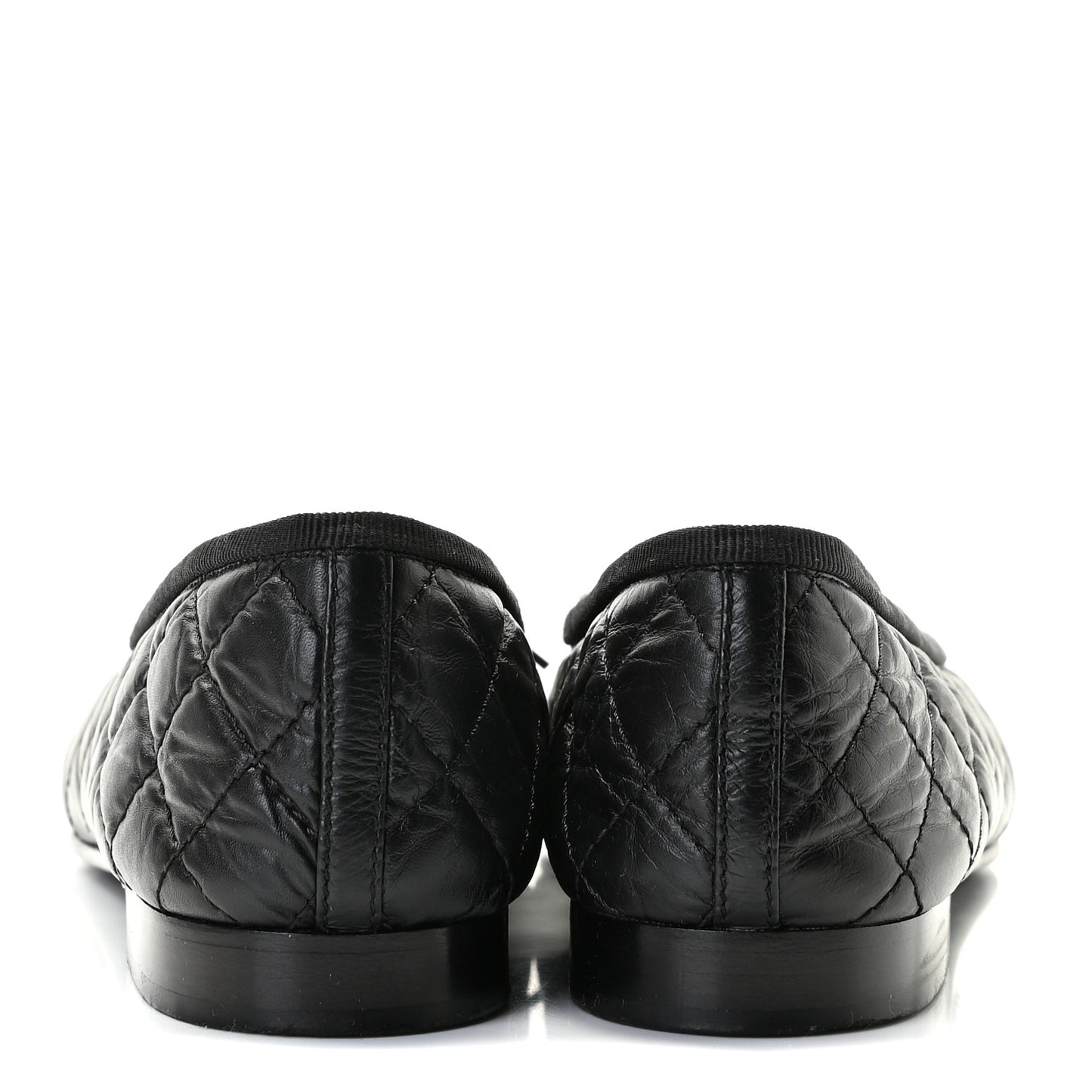 Aged Calfskin Quilted CC Cap Toe Ballerina Flats 39.5 Black