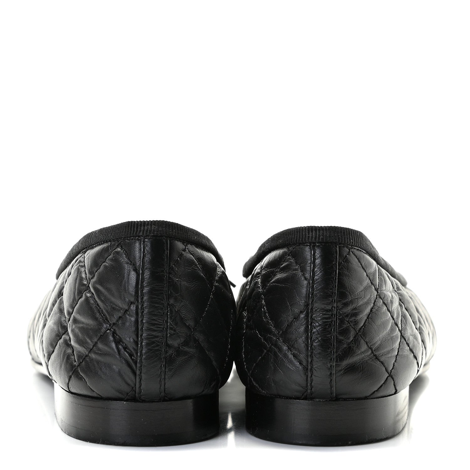 Chanel Aged Calfskin Quilted CC Cap Toe Ballerina Flats 39.5 Black 5 of 13