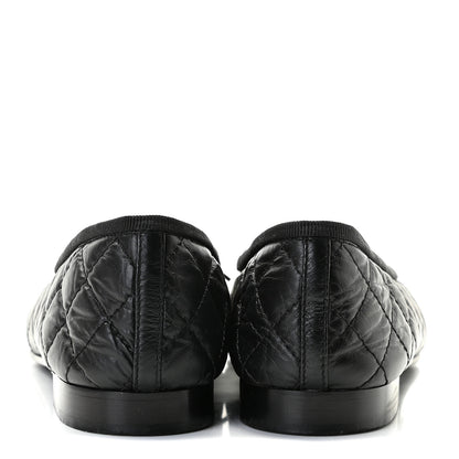 Chanel Aged Calfskin Quilted CC Cap Toe Ballerina Flats 39.5 Black 5 of 13