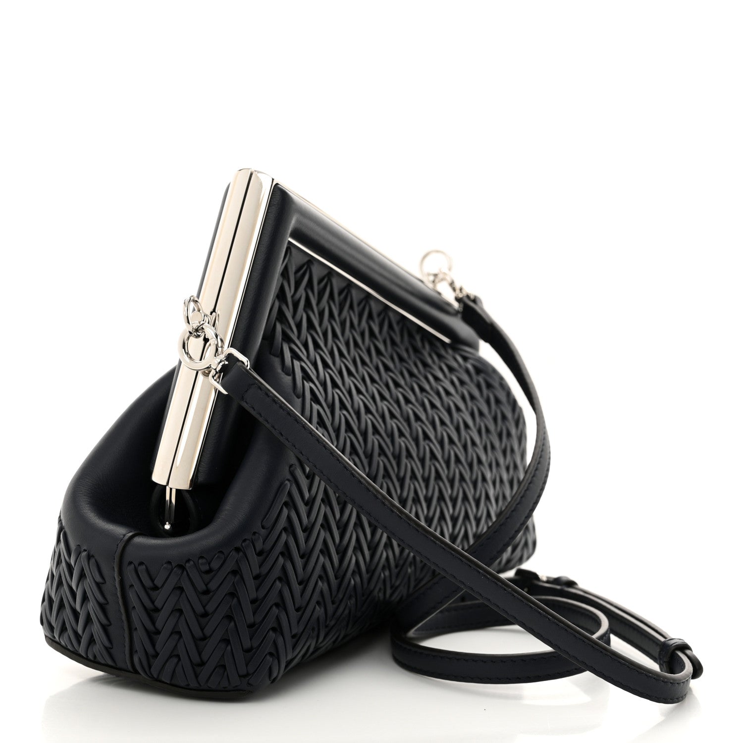 Fendi Vitello Grace Intreccio Nappa Small Fendi First Midnight 3 of 10
