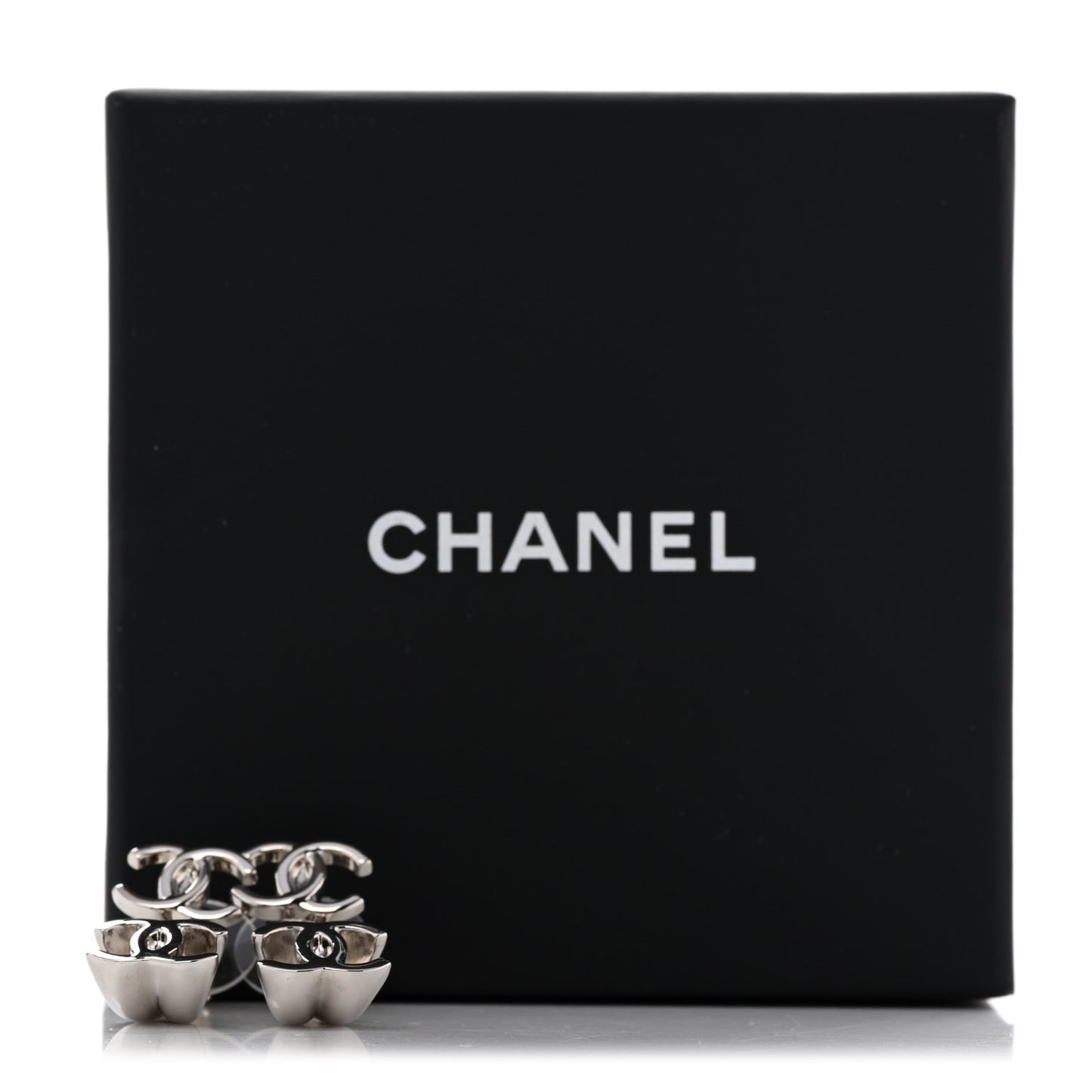 Metal Double CC Earrings Silver