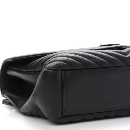Saint Laurent Sheepskin Matelasse Chevron Monogram Monochrome Monochrome Large College Satchel Black 8 of 9