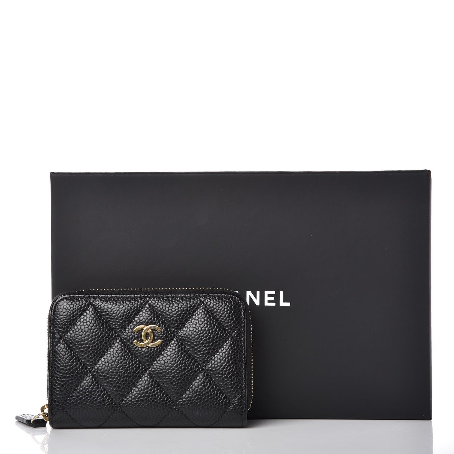 Caviar Quilted Zip Coin Purse Black