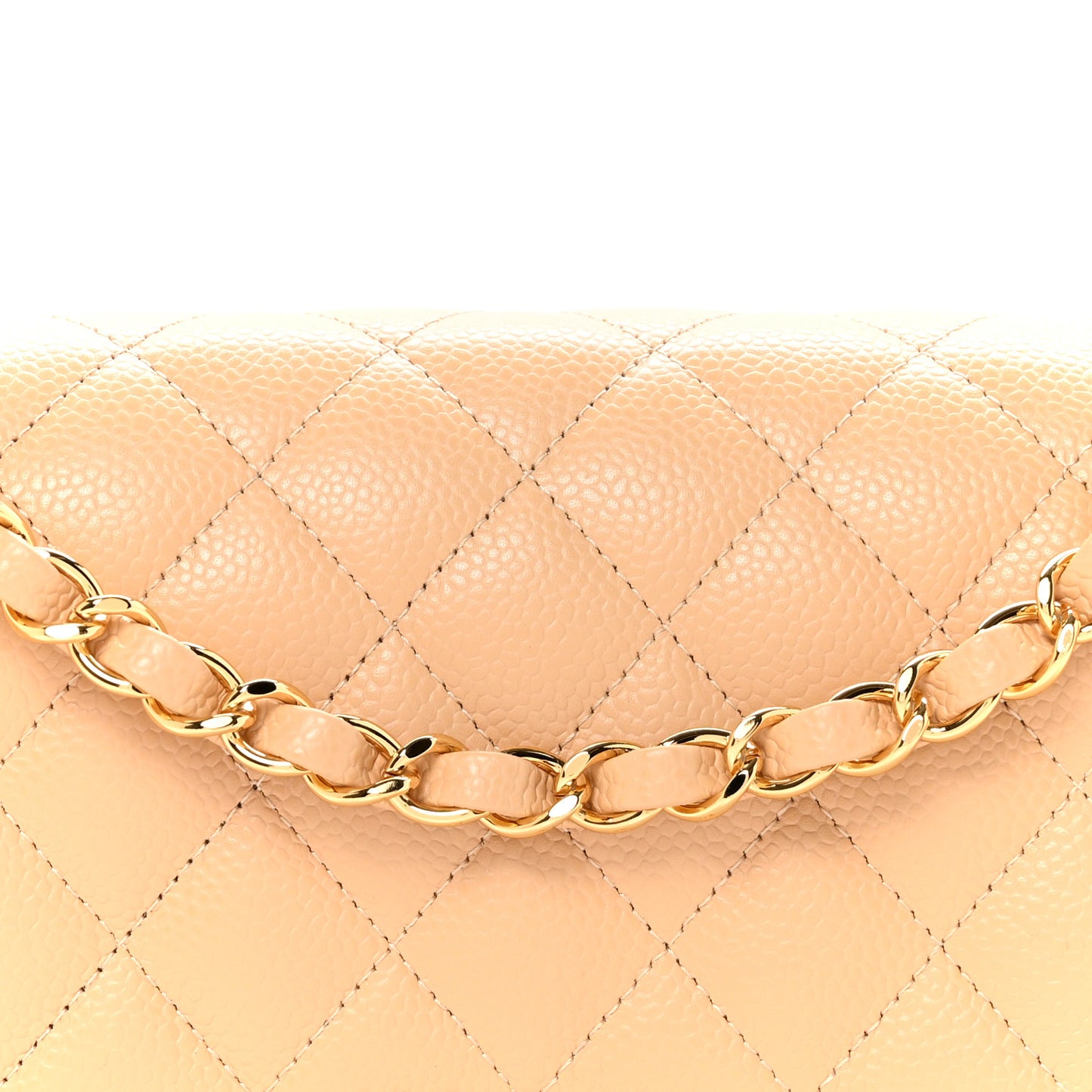 Caviar Quilted Medium Double Flap Beige Clair