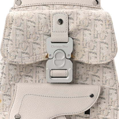 Christian Dior HOMME Oblique Jacquard Calfskin Mini Saddle Backpack Beige 8 of 10