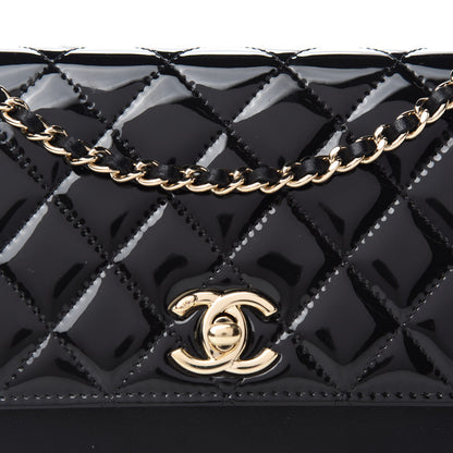 Chanel Patent Lambskin Quilted Wallet On Chain WOC Black 13 of 14