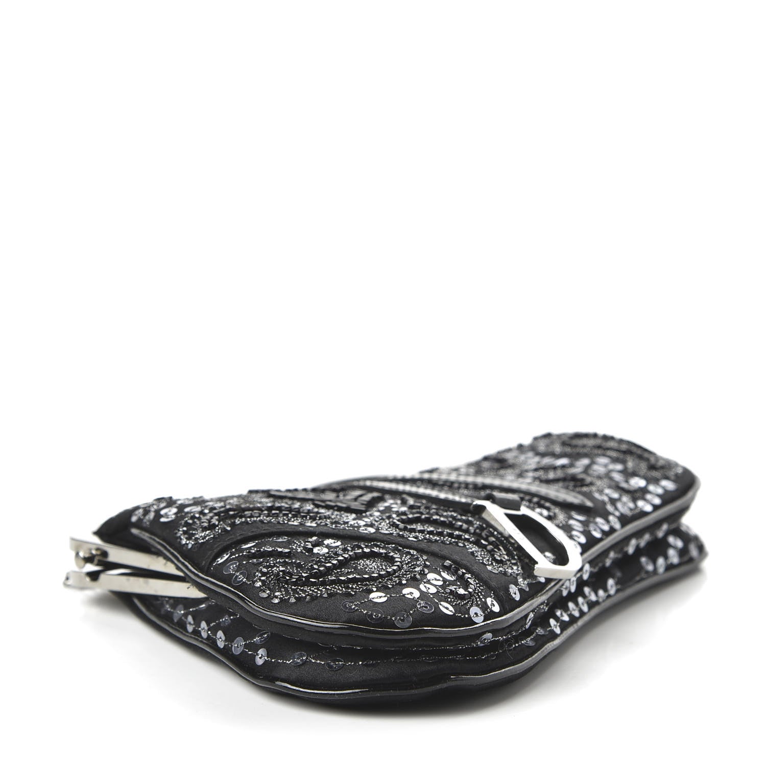 Christian Dior Satin Embroidered Mini Frame Saddle Black 4 of 9