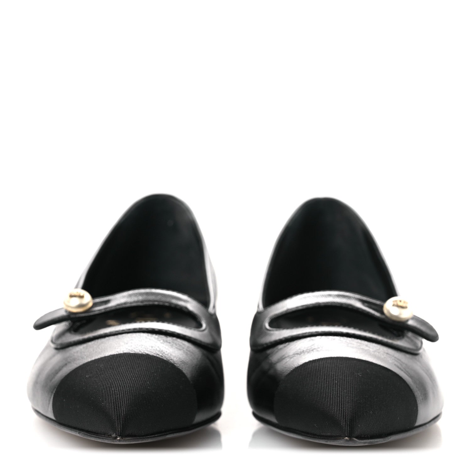 Chanel Shiny Lambskin Grosgrain Pearl Mary Jane Flats 37 Black 3 of 11
