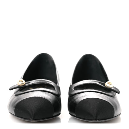 Chanel Shiny Lambskin Grosgrain Pearl Mary Jane Flats 37 Black 3 of 11