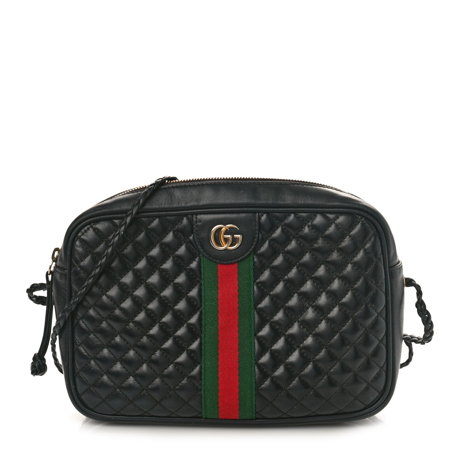 Gucci Calfskin Web Trapuntata Small GG Shoulder Bag Black 1 of 10