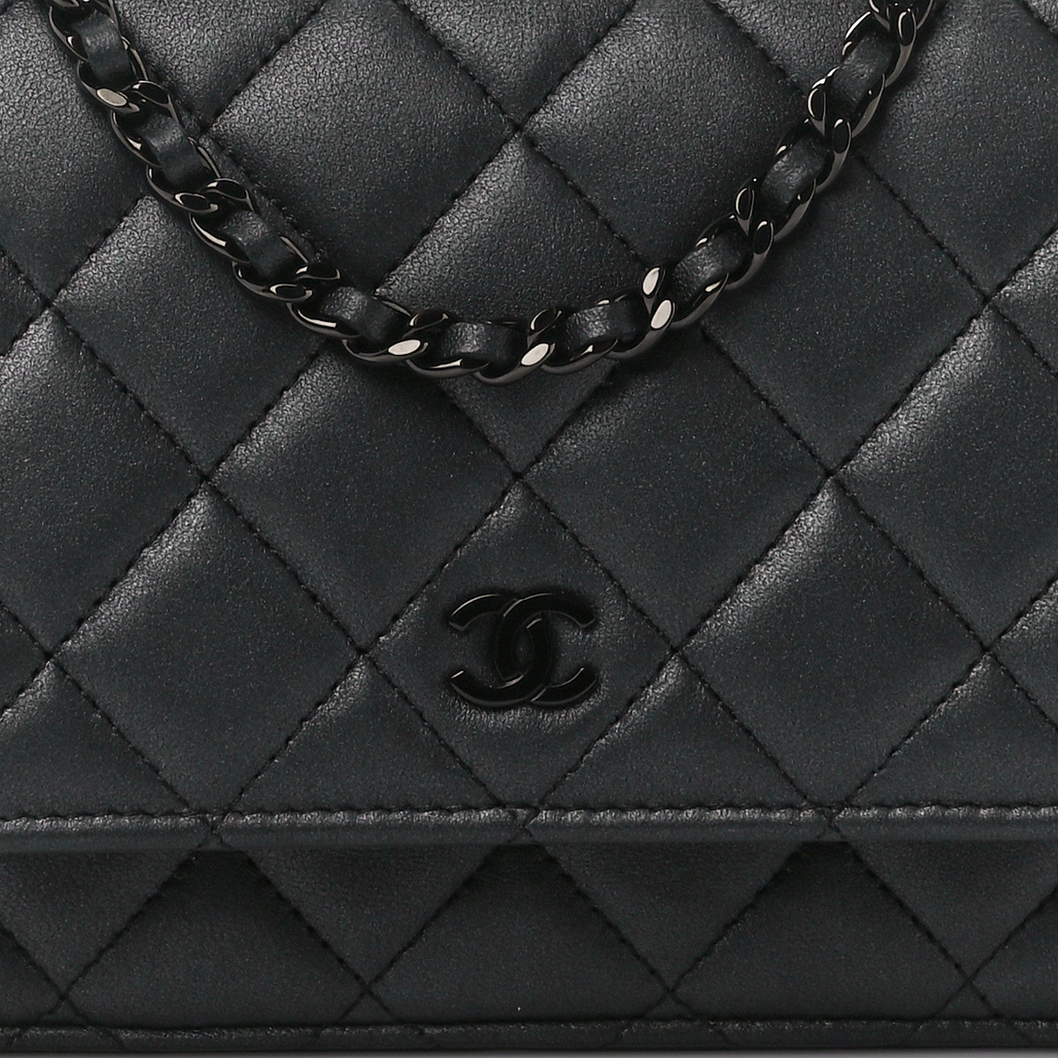 Chanel Lambskin Quilted Wallet On Chain WOC So Black 9 of 15