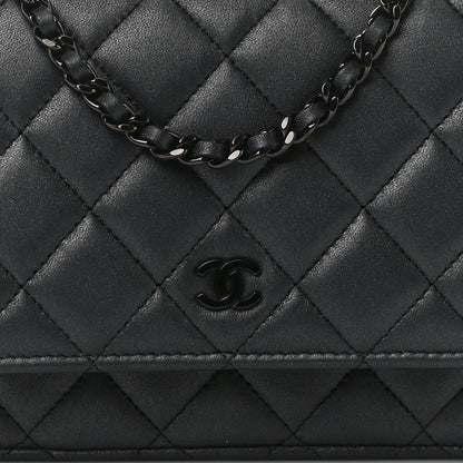 Chanel Lambskin Quilted Wallet On Chain WOC So Black 9 of 15