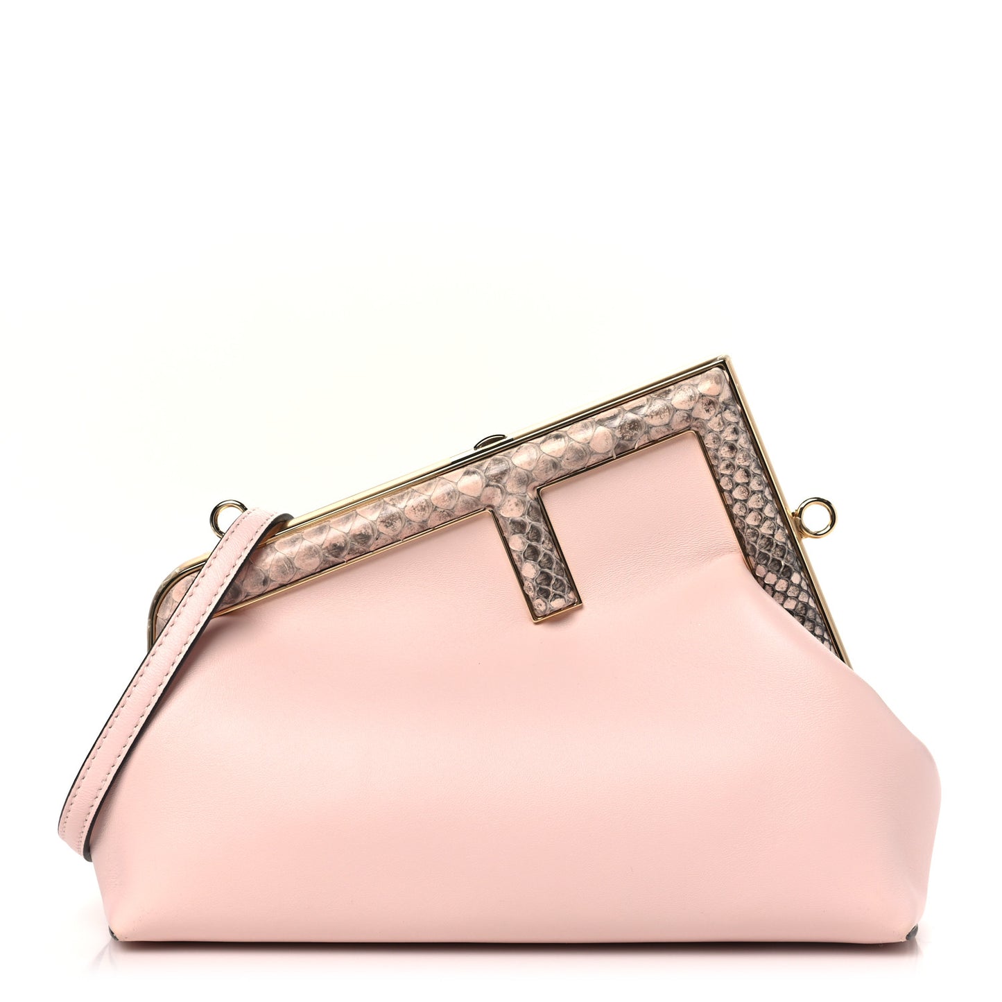 Shiny Nappa Snakeskin Small Fendi First Rosa Confetto Cipria