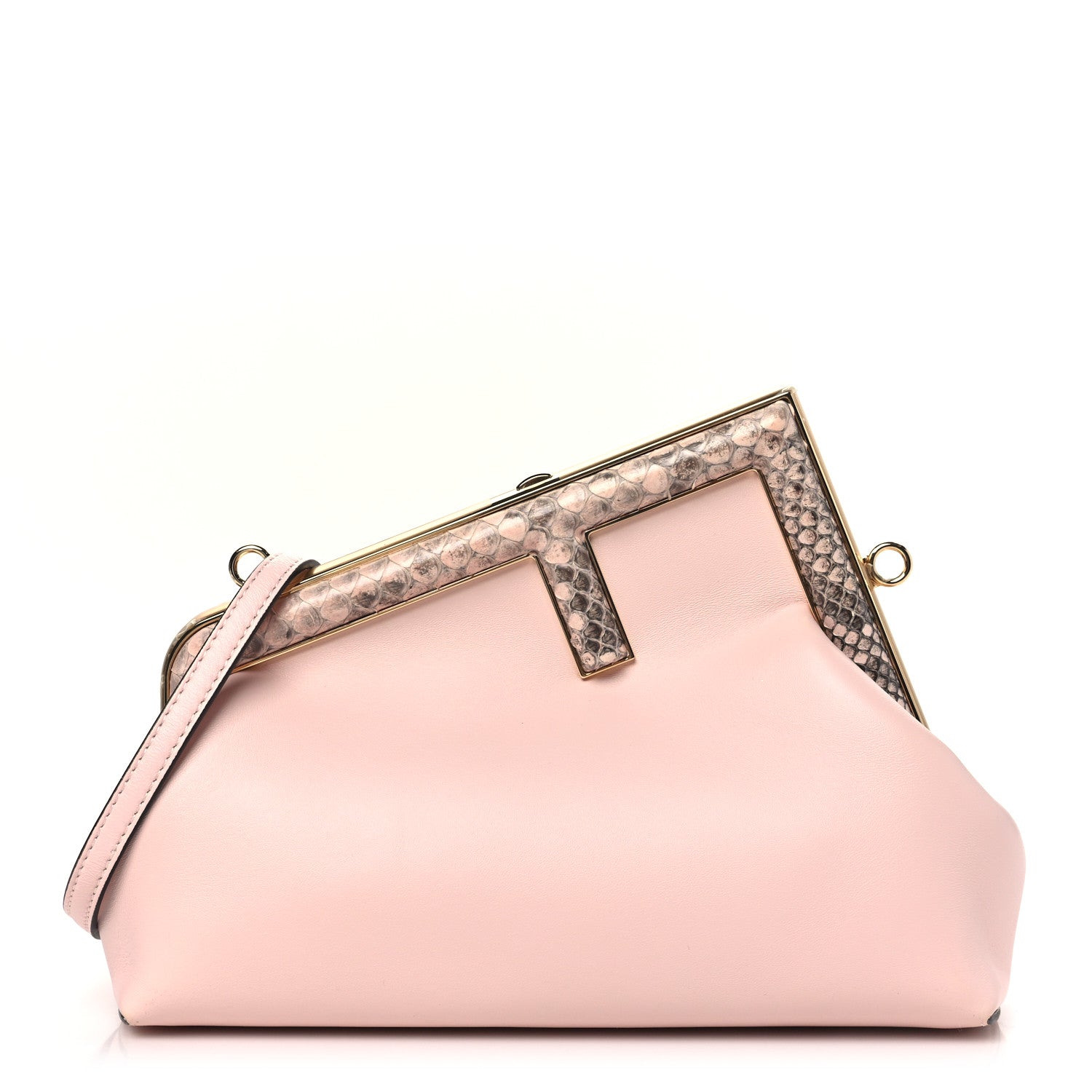 Fendi Shiny Nappa Snakeskin Small Fendi First Rosa Confetto Cipria 1 of 10