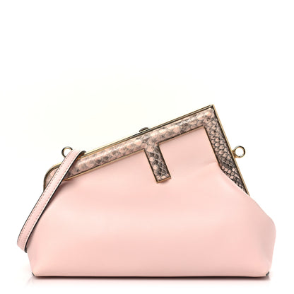 Fendi Shiny Nappa Snakeskin Small Fendi First Rosa Confetto Cipria 1 of 10