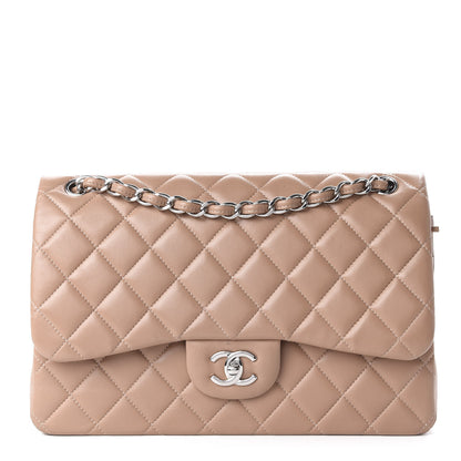 Chanel Lambskin Quilted Jumbo Double Flap Dark Beige 1 of 14