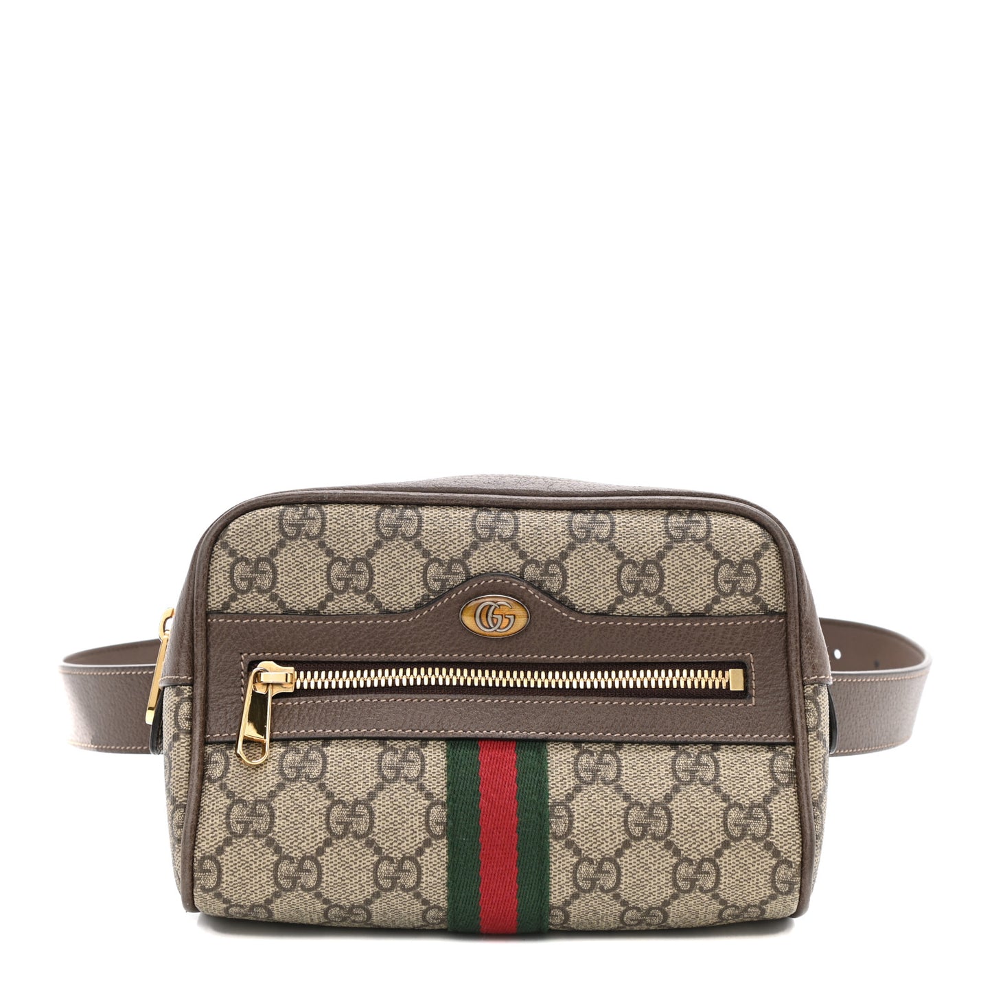 GG Supreme Monogram Web Small Ophidia Belt Bag Dark Brown
