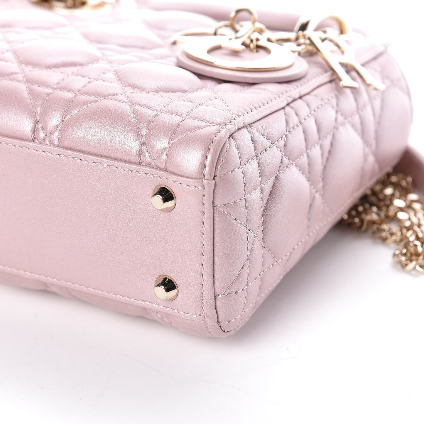 Metallic Lambskin Cannage Mini Lady Dior Lotus