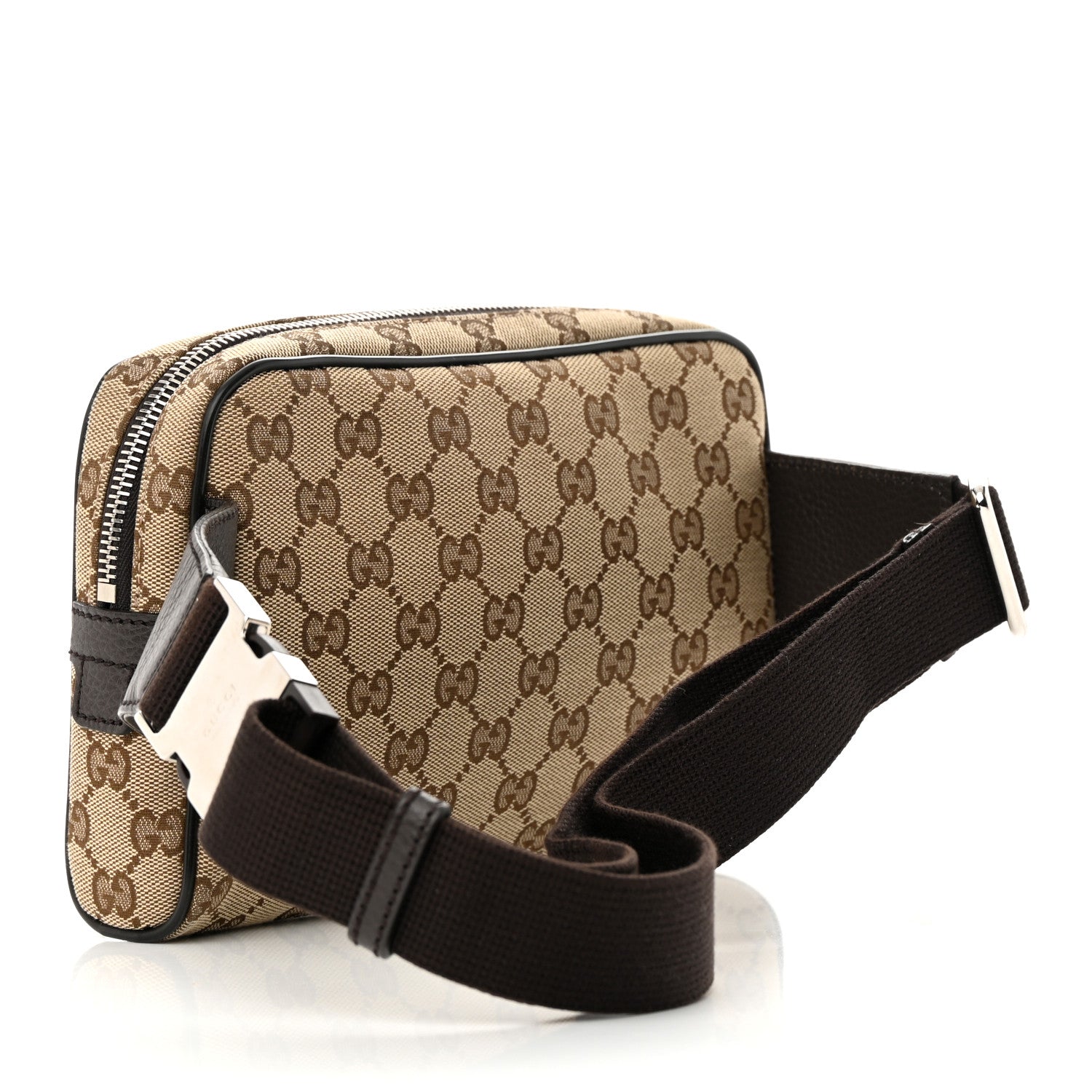 Gucci Monogram Dollar Calfskin Belt Bag Beige Ebony Testa di Moro Marrone Scuro 2 of 15