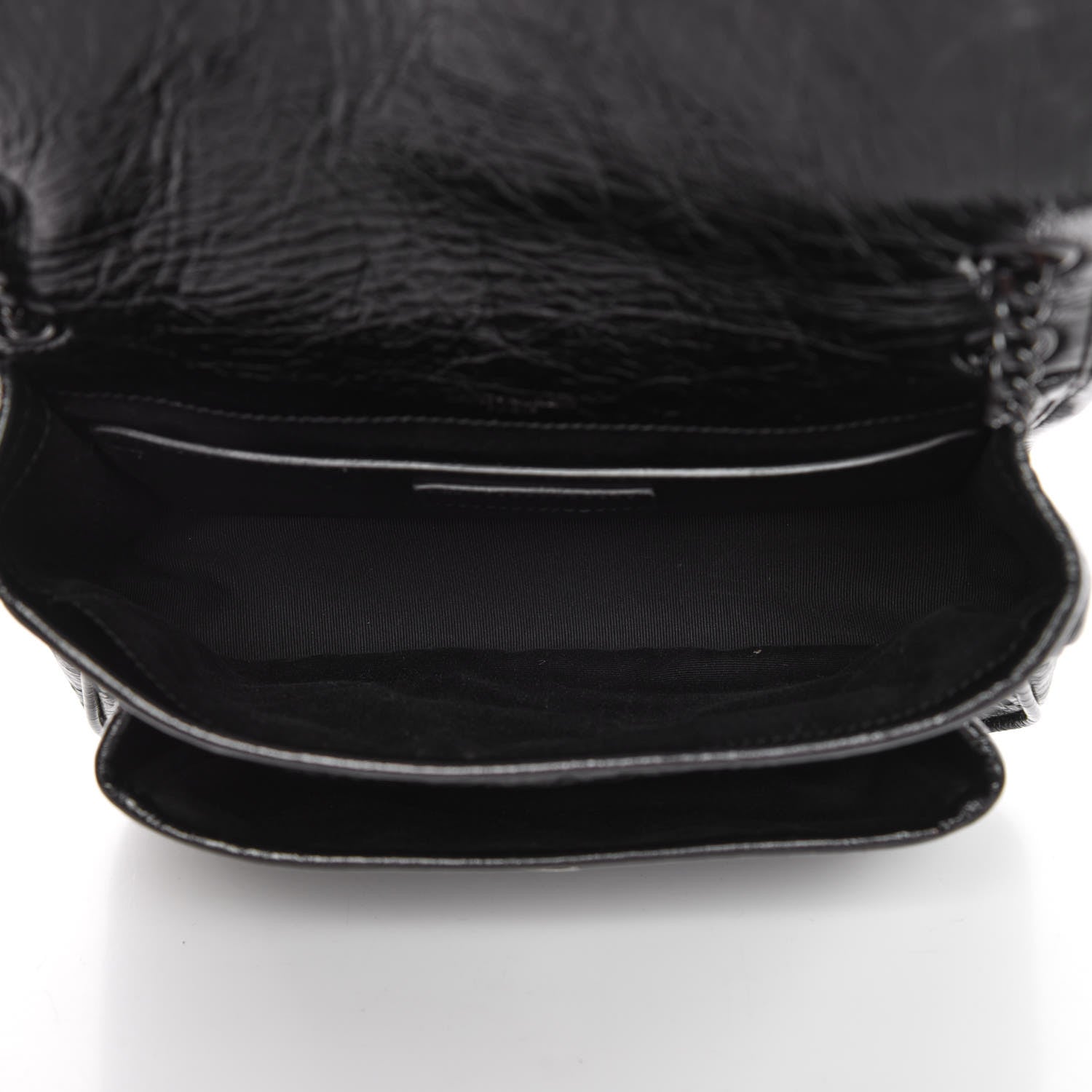 Saint Laurent Crinkled Calfskin Matelasse Monogram Baby Niki Chain Satchel Black 7 of 9