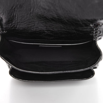Saint Laurent Crinkled Calfskin Matelasse Monogram Baby Niki Chain Satchel Black 7 of 9