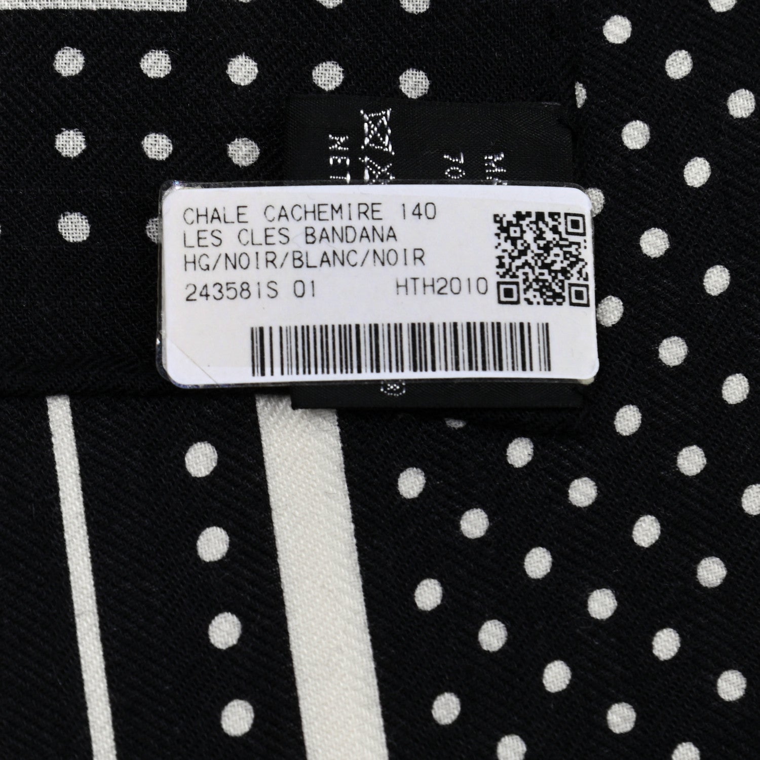 Hermes Cashmere Silk Les Cles Bandana Shawl 140 Black White 8 of 8