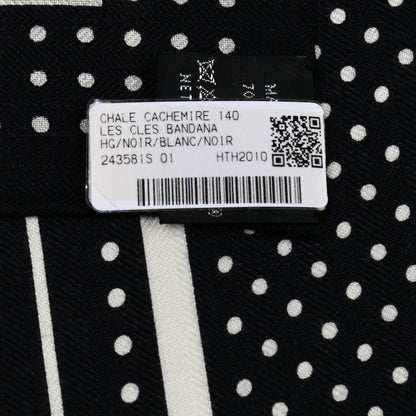 Hermes Cashmere Silk Les Cles Bandana Shawl 140 Black White 8 of 8