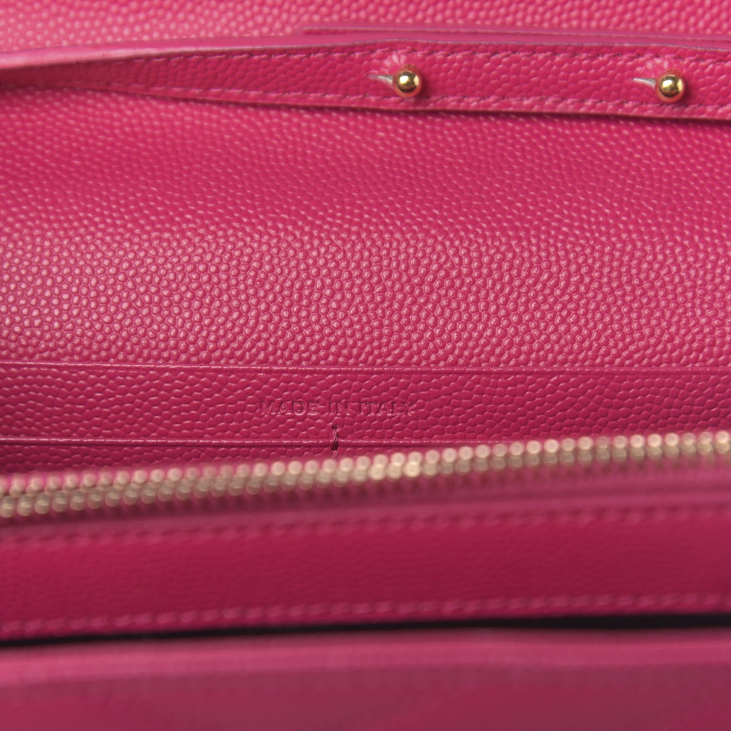 Grain De Poudre Matelasse Chevron Monogram Chain Wallet Fuchsia