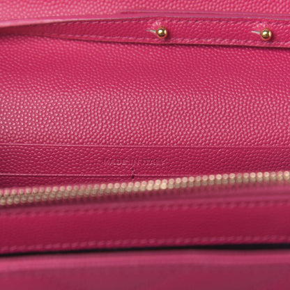 Saint Laurent Grain De Poudre Matelasse Chevron Monogram Chain Wallet Fuchsia 7 of 11