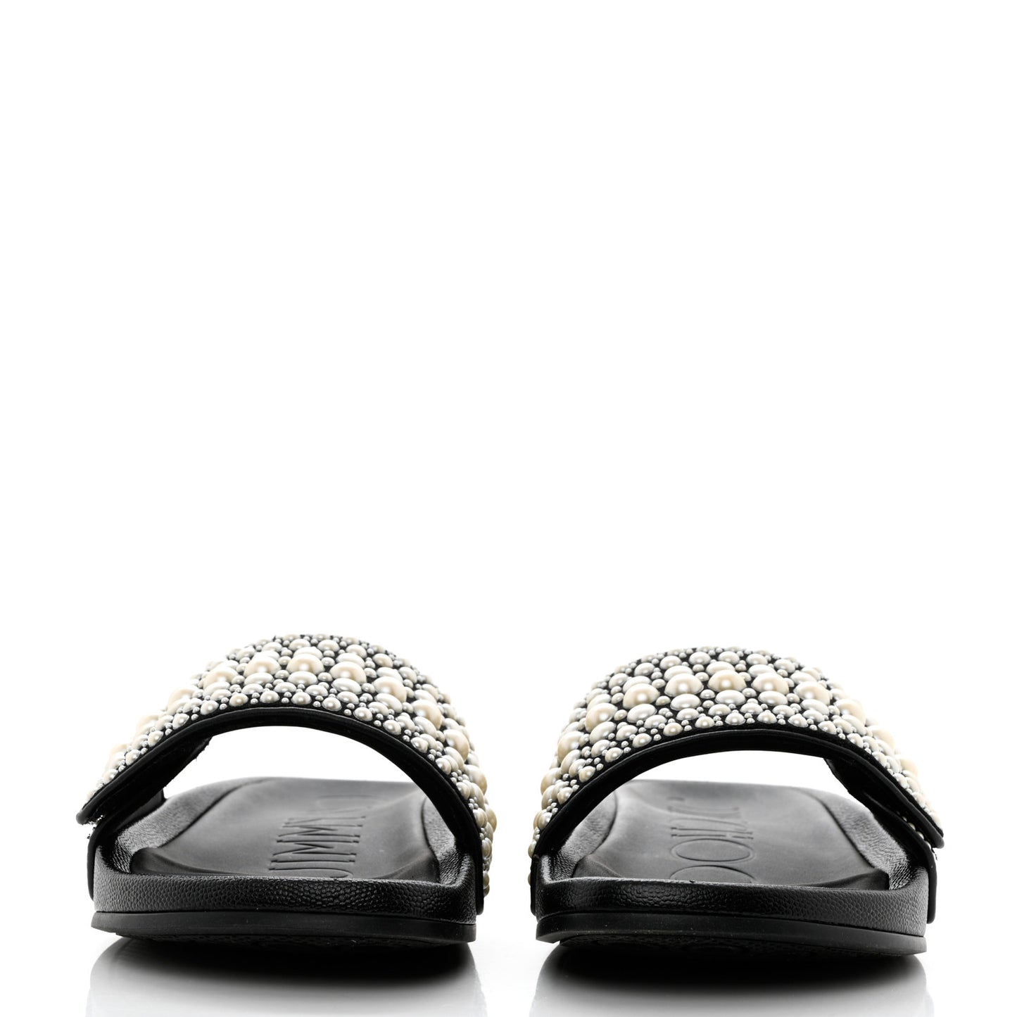 Canvas Pearl Embellished Fitz Slide Sandals 37 Black