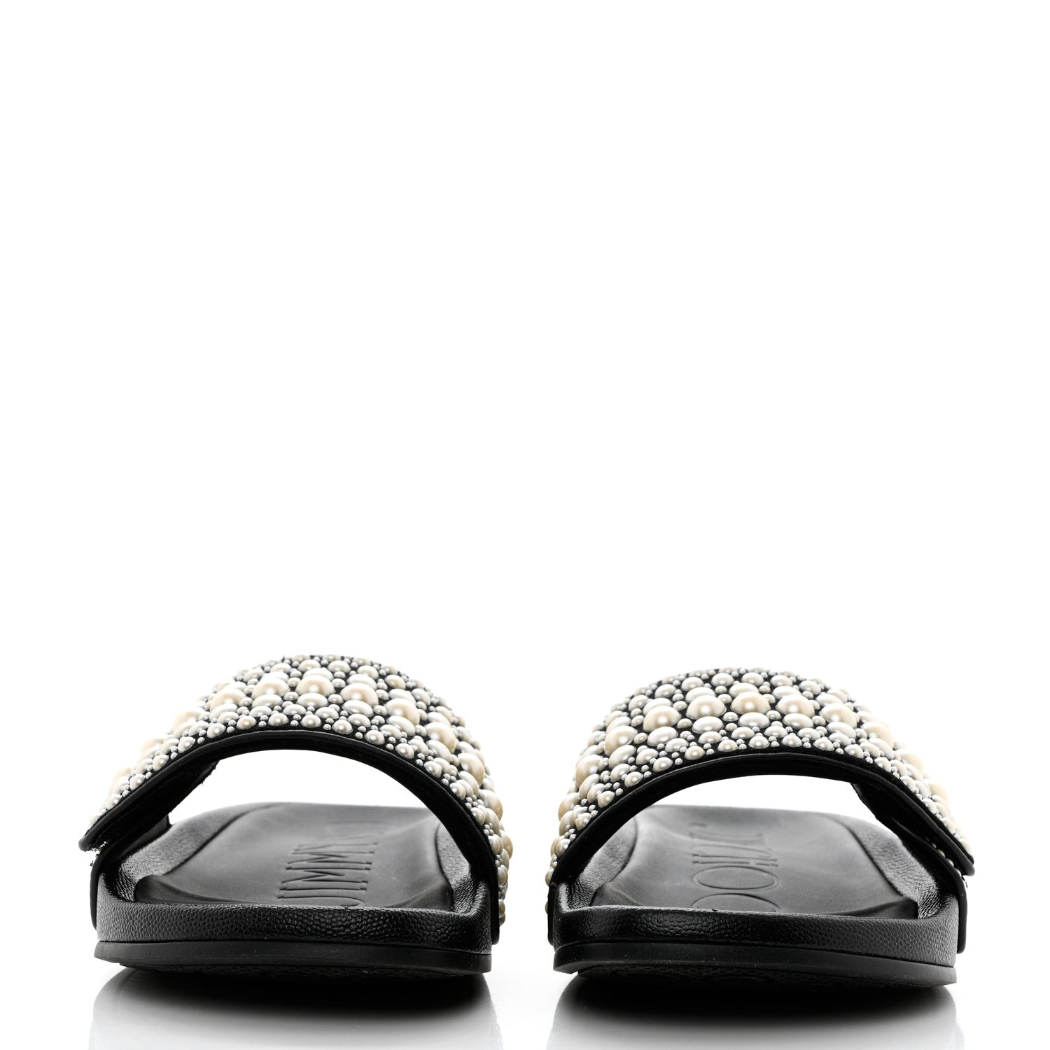 Jimmy Choo Canvas Pearl Embellished Fitz Slide Sandals 37 Black 2 of 11