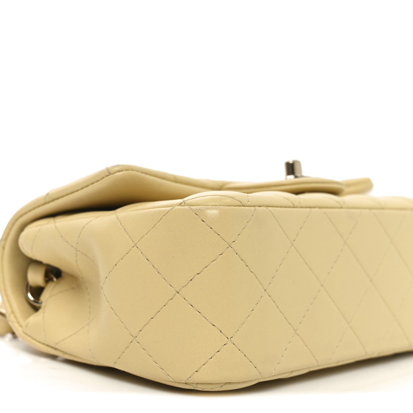 Lambskin Quilted Mini Rectangular Flap Light Yellow