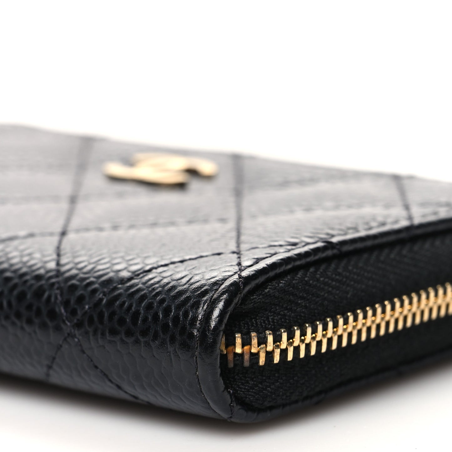 Caviar Quilted Zip Coin Purse Black